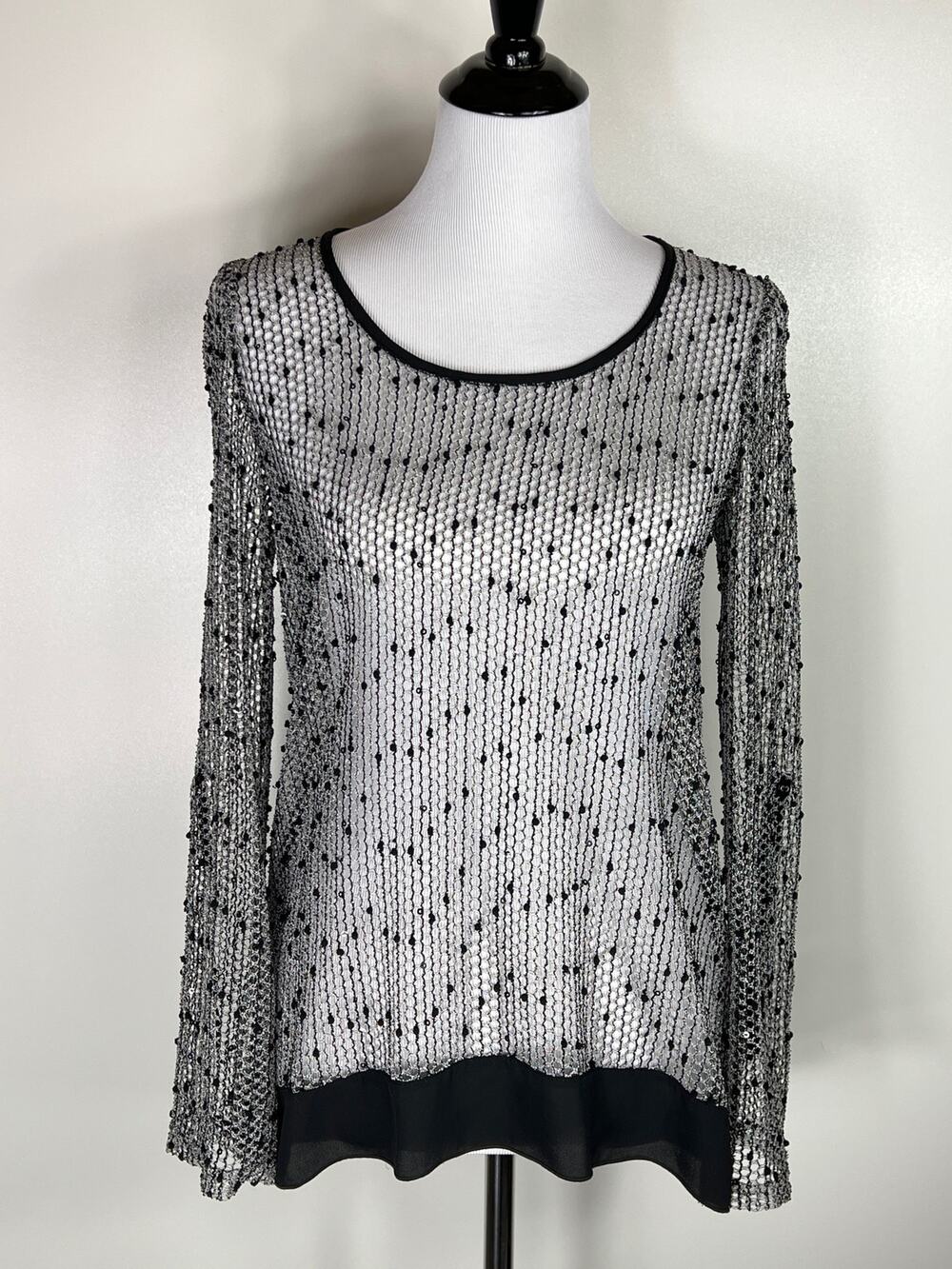 Joseph Ribkoff Open Mesh Overlay Top, Size 6